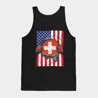 Switzerland Flag American Flag Ripped - Gift for Swiss From Switzerland Tank Top